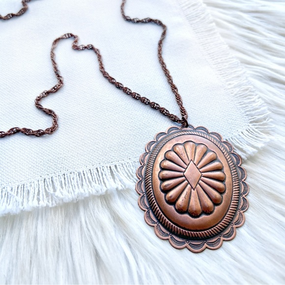1960s 1970s VINTAGE Fred Harvey Era HUGE Copper Concho Statement Necklace - Picture 2 of 5